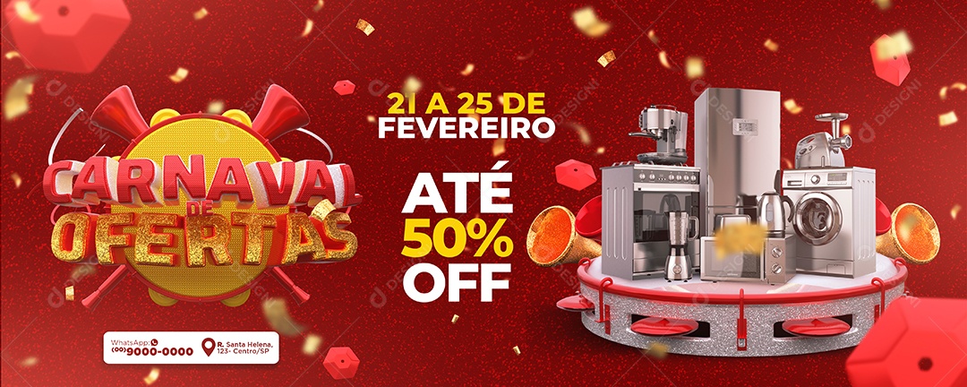 Banner Carnaval de Ofertas Lojas Social Media PSD Editável