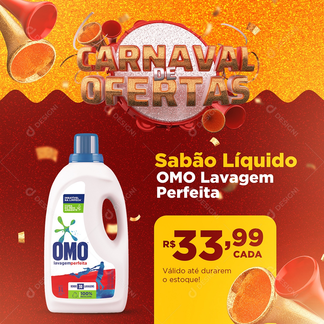 Carnaval de Ofertas Supermercado Social Media PSD Editável