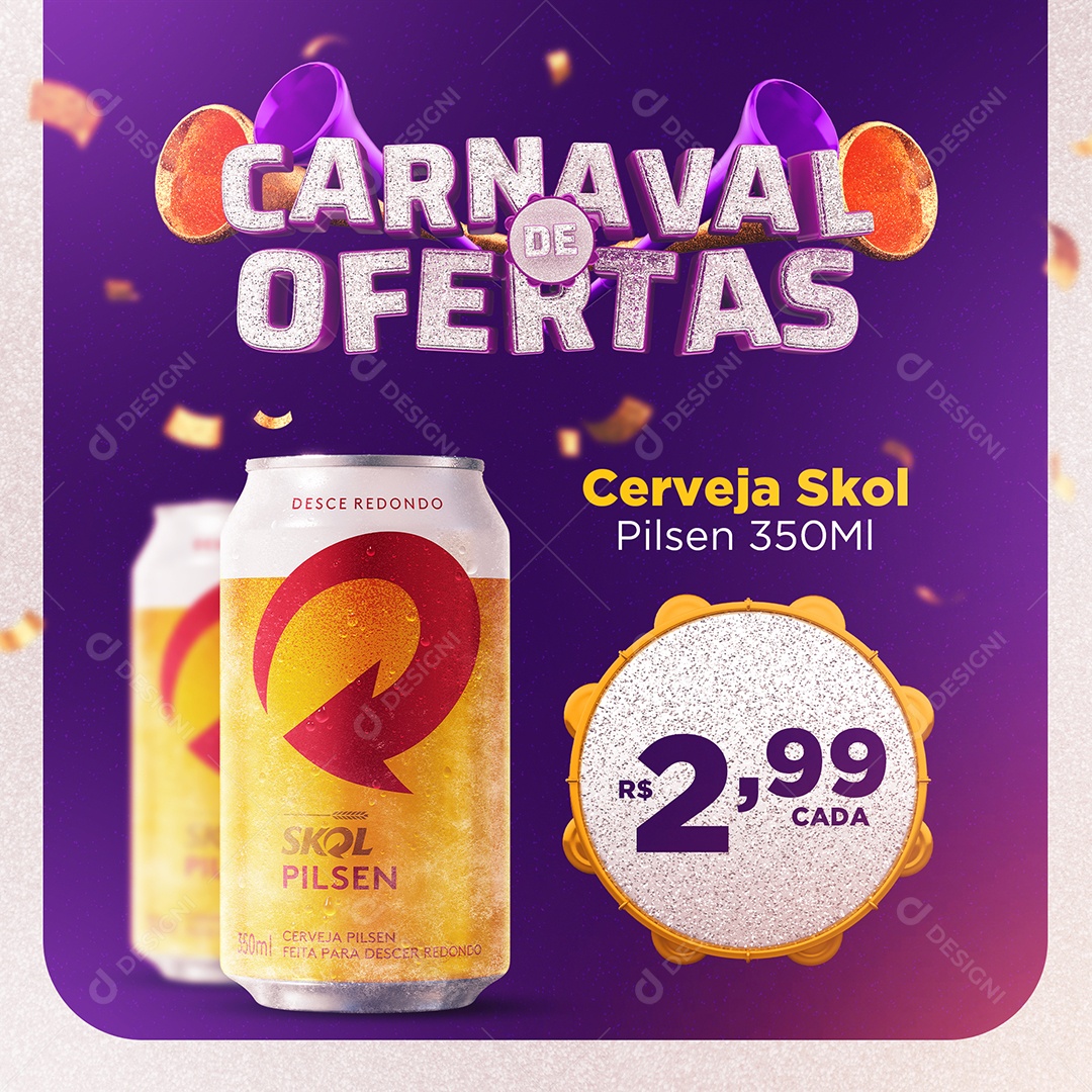 Carnaval de Ofertas Cervejaria Social Media PSD Editável