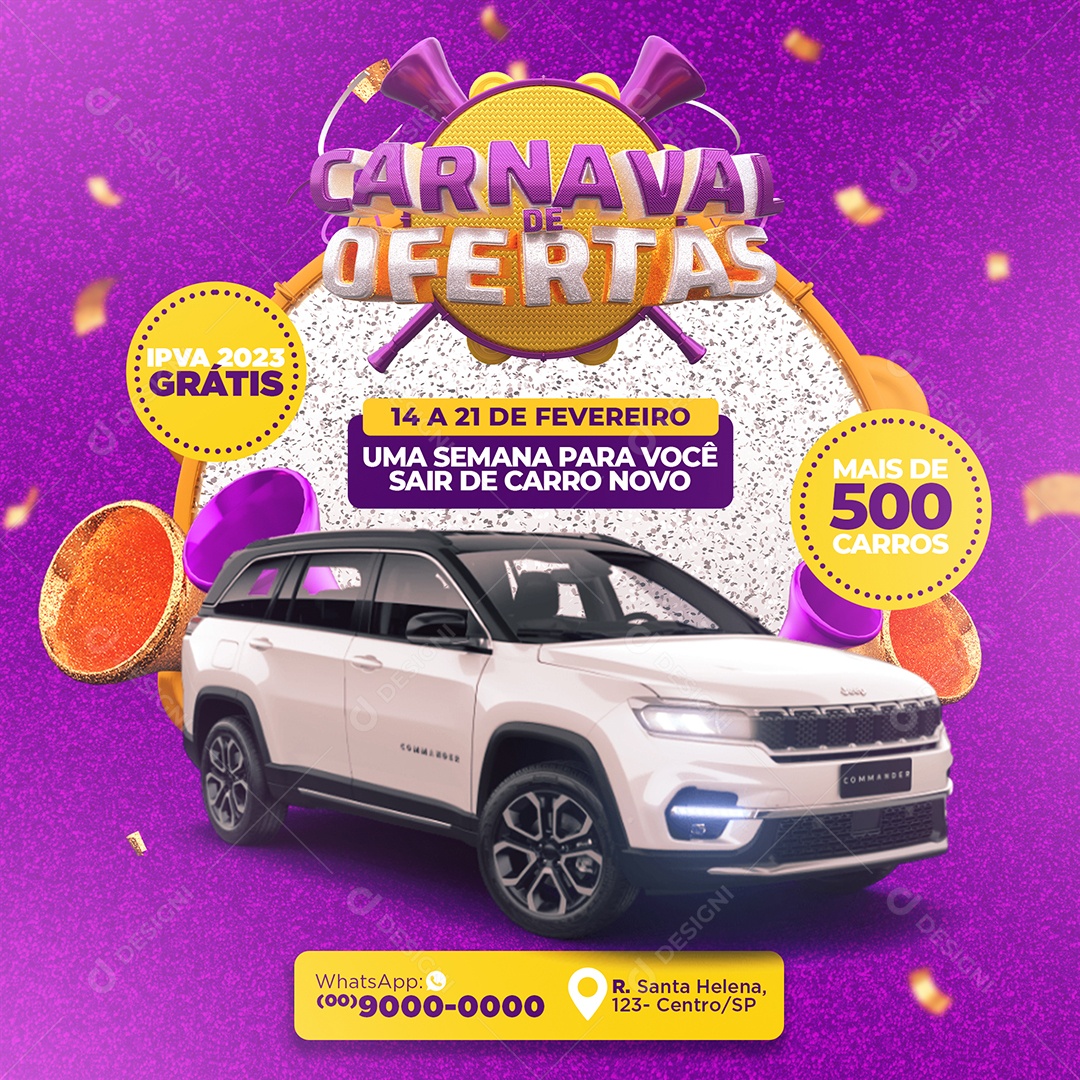 Carnaval de Ofertas Supermercado Social Media PSD Editável