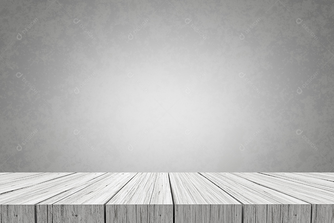 Mesa de Madeira Branca com Parede de Cimento