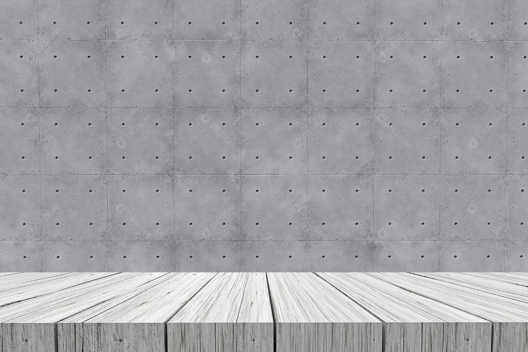 Mesa de Madeira Branca com Parede de Placa de Cimento