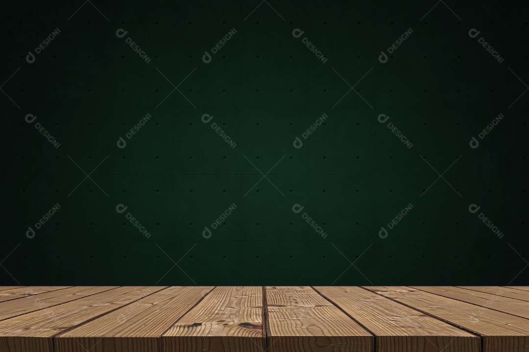 Mesa de Madeira Com Parede Verde