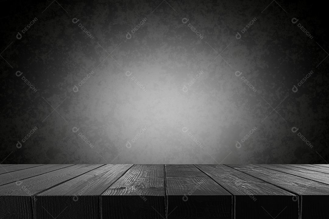 Mesa de Madeira Escura com Parede de Cimento