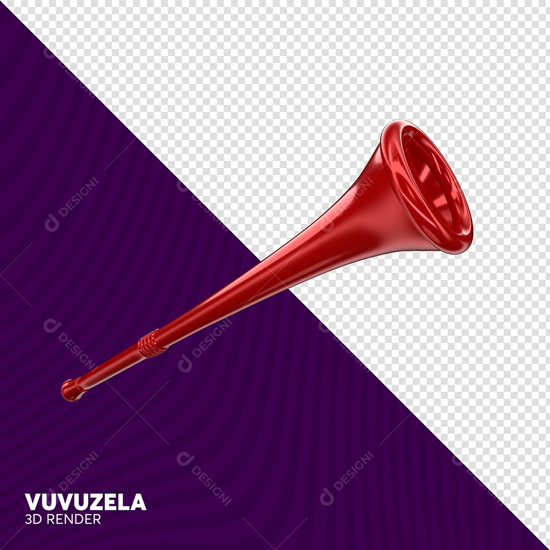 Vuvuzela Vermelho Elemento 3D para Composição PSD