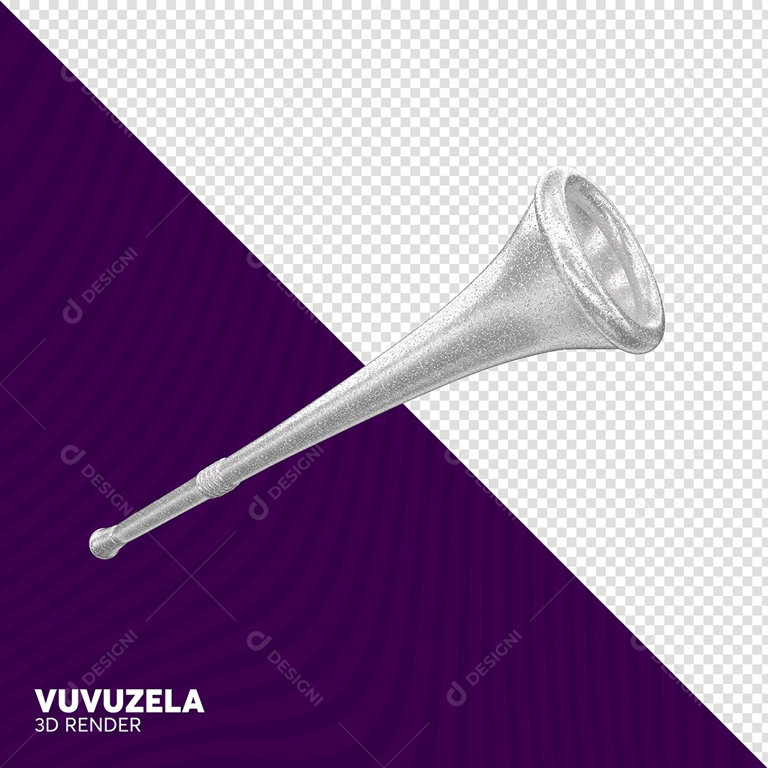 Vuvuzela Cinza Elemento 3D para Composição PSD