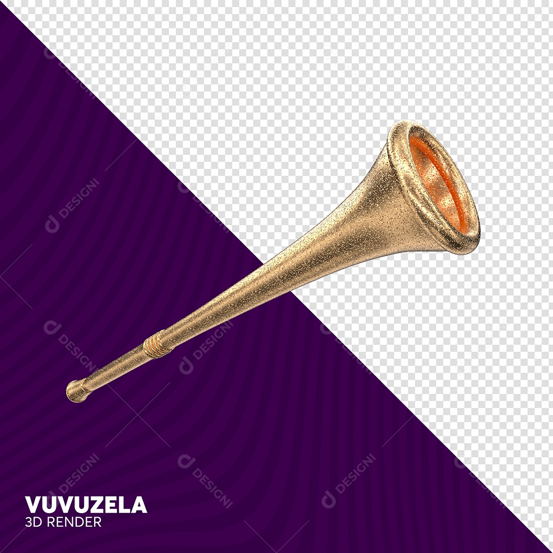 Vuvuzela Dourada Elemento 3D para Composição PSD