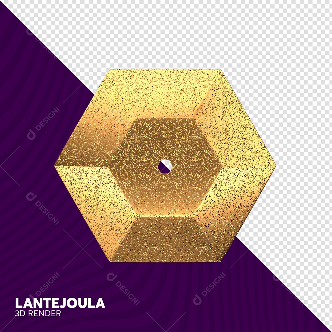 Lantejoula Dourado com Glitter Elemento 3D para Composição PSD