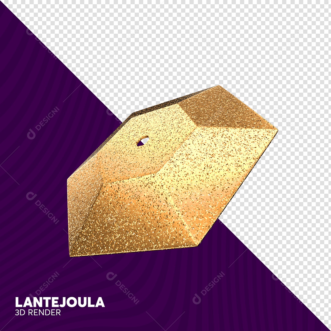 Lantejoula Dourado com Glitter Elemento 3D para Composição PSD