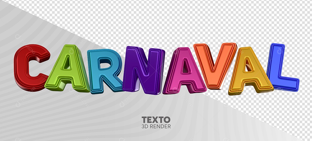 Carnaval Texto 3D Colorido para Composição PSD