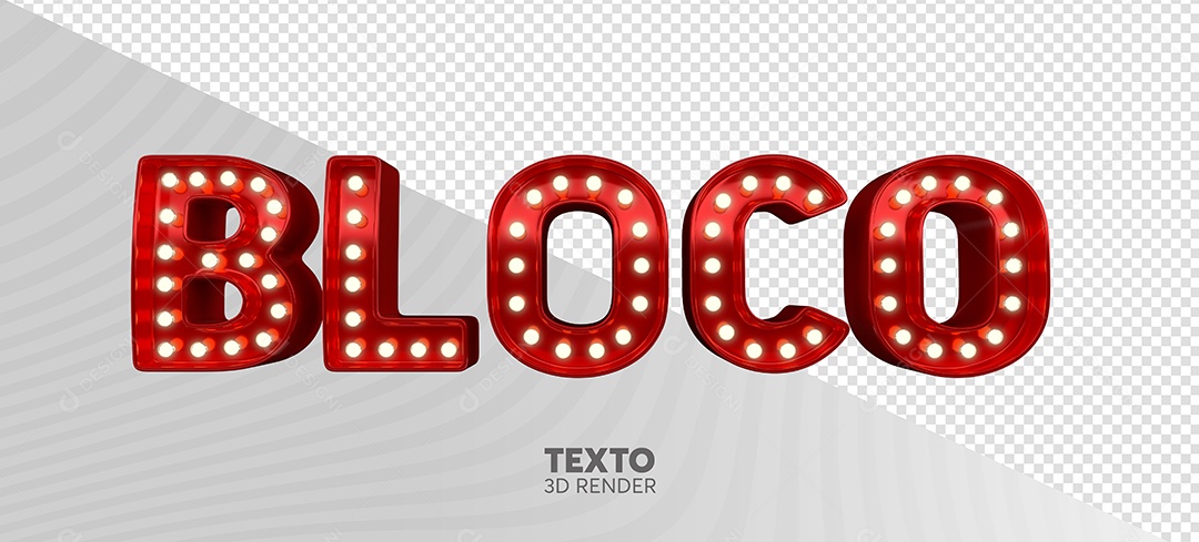 Bloco Texto 3D Vermelho com Luz para Composição PSD