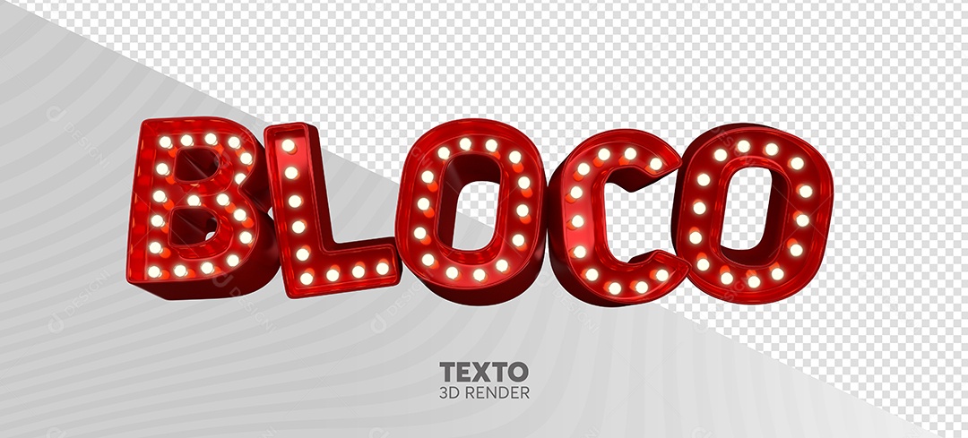 Bloco Texto 3D Vermelho com Luz para Composição PSD