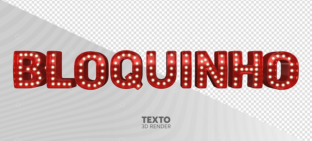 Bloquinho Texto 3D Vermelho com Luz para Composição PSD