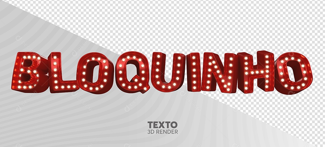 Bloquinho Texto 3D Vermelho com Luz para Composição PSD