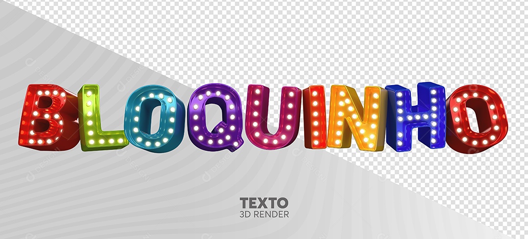 Bloquinho Texto 3D Colorido para Composição PSD