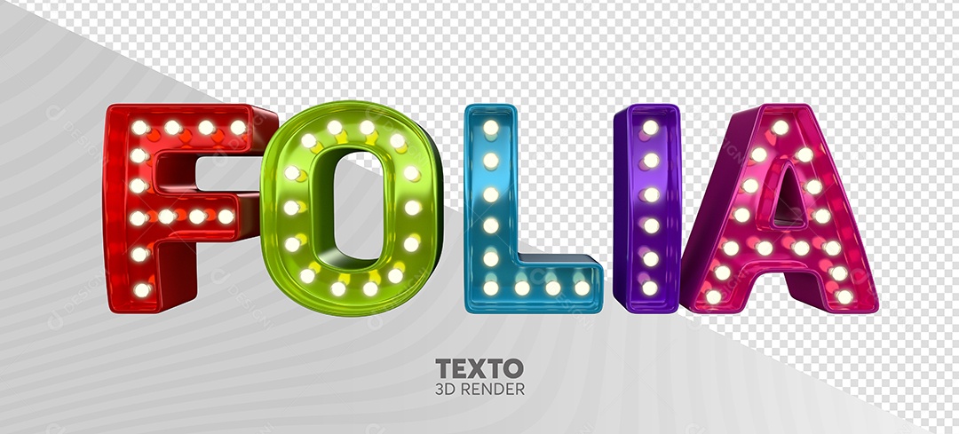 Folia Texto 3D Colorido para Composição PSD