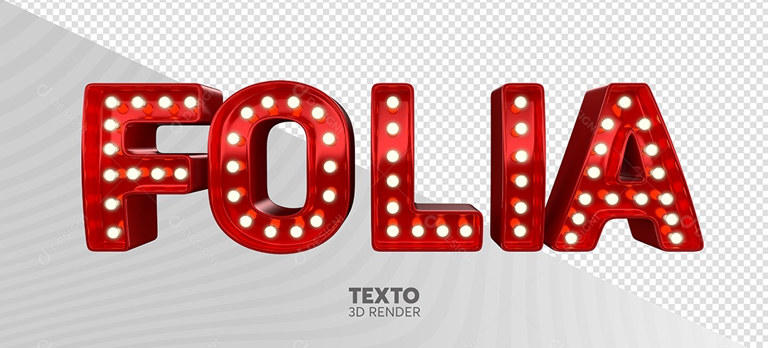 Folia Texto 3D Vermelho com Luz para Composição PSD