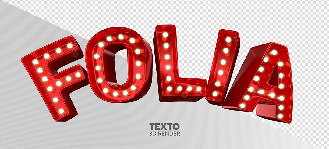 Folia Texto 3D Vermelho para Composição PSD