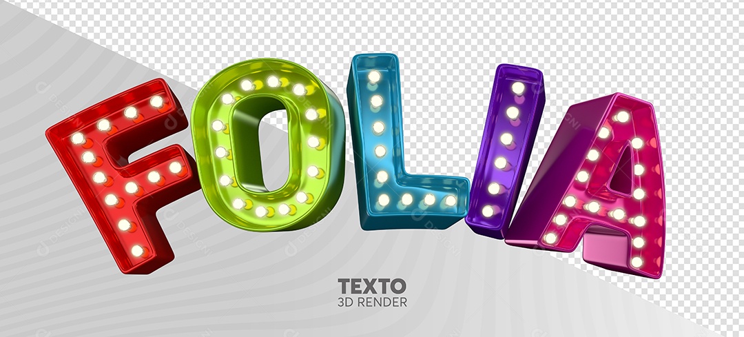 Folia Texto 3D Colorido para Composição PSD