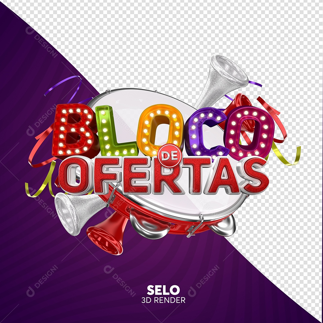 Bloco de Ofertas Selo 3D para Composição PSD