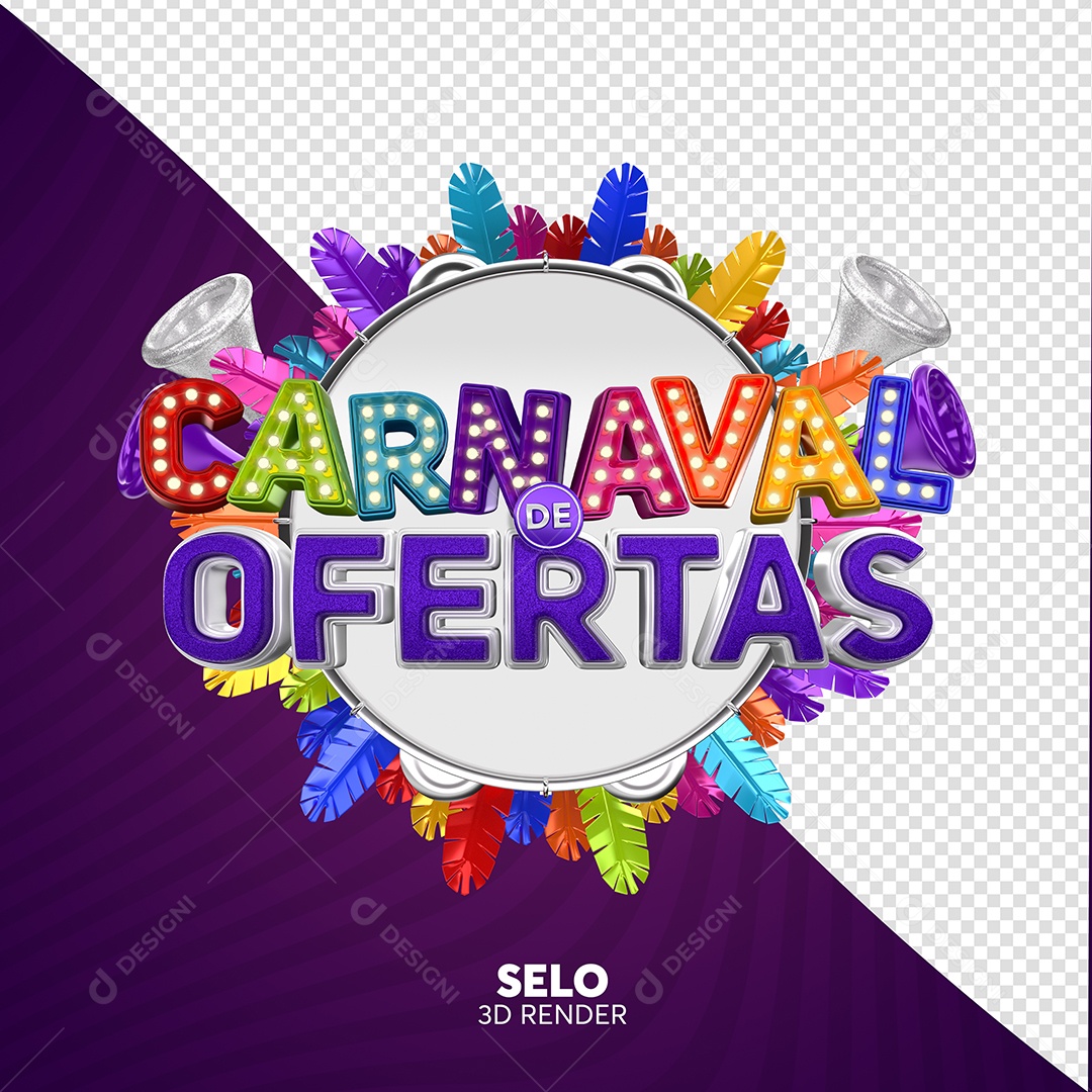 Carnaval de Ofertas Selo 3D para Composição PSD