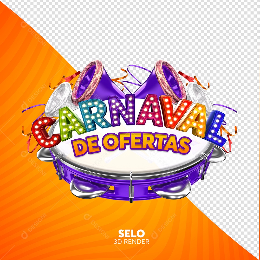 Carnaval de Ofertas Selo 3D para Composição PSD