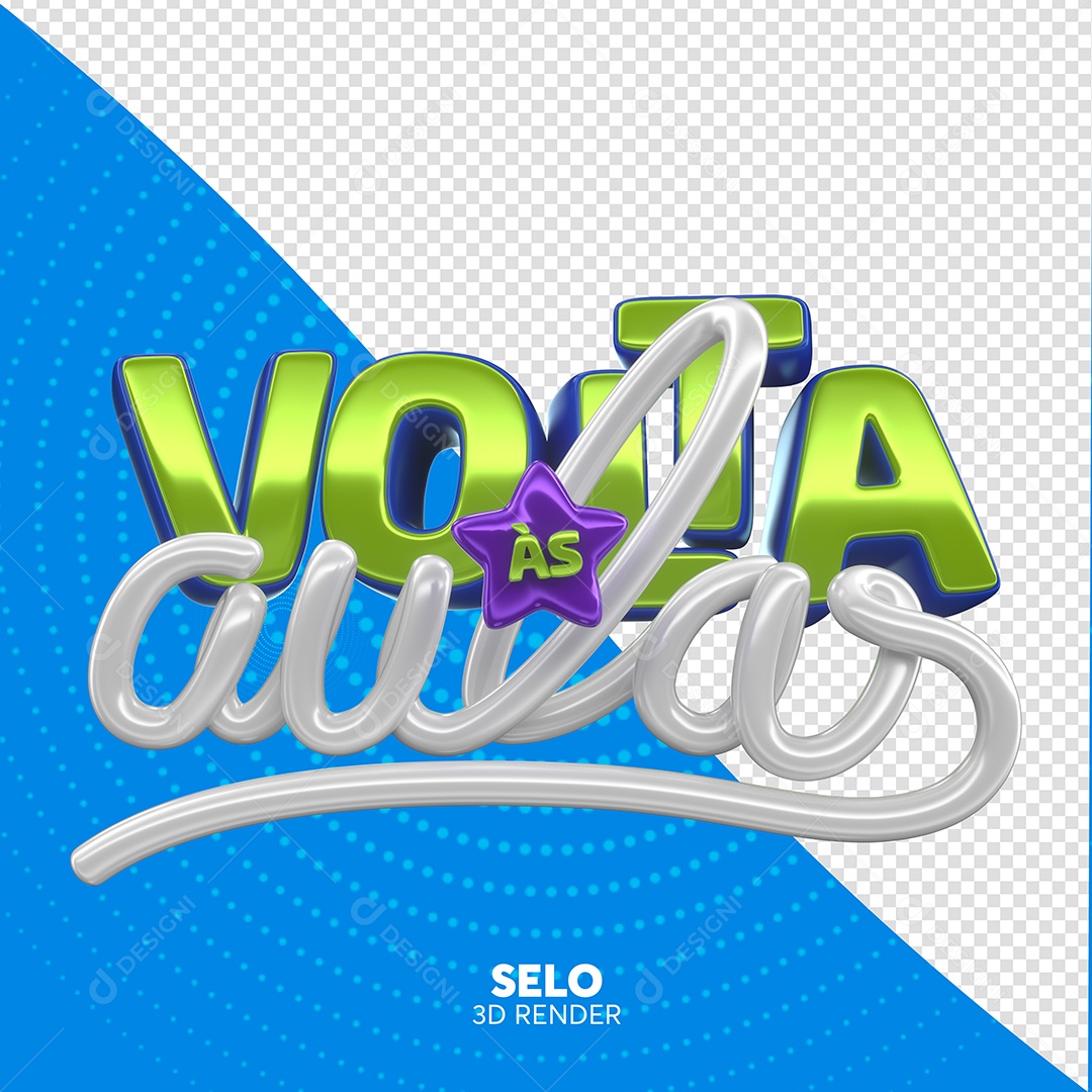 Volta às Aulas Texto 3D Verde e Branco para Composição PSD