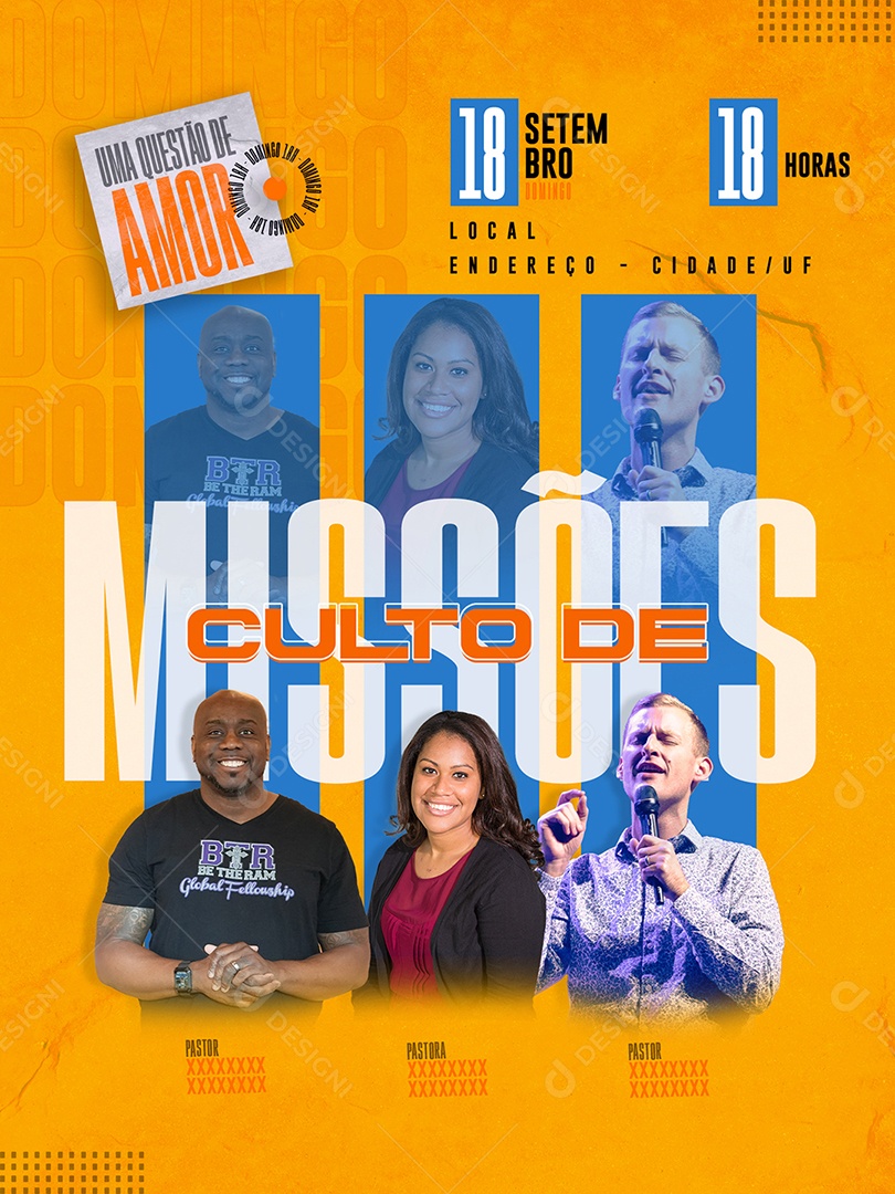Culto de Missões Uma Questão de Amor Social Media PSD Editável