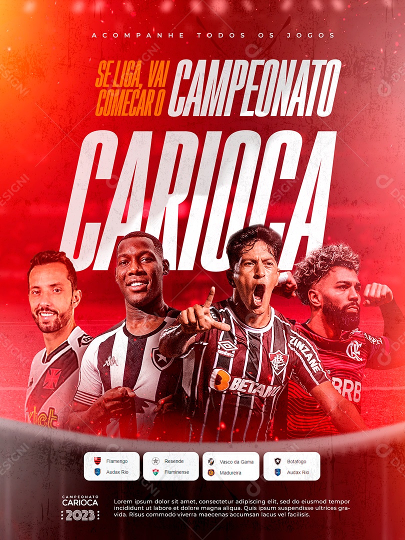 Post Campeonato Carioca de Futebol Social Media PSD Editável