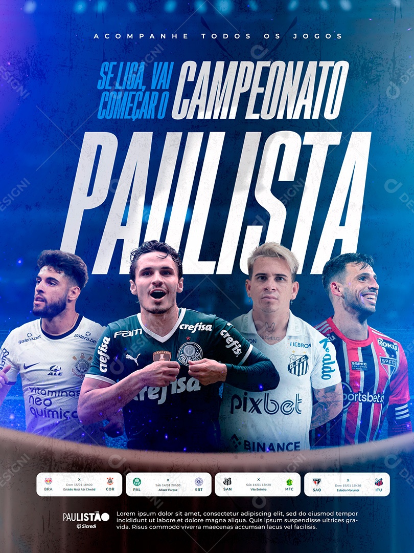 Post Campeonato Paulista de Futebol Social Media PSD Editável