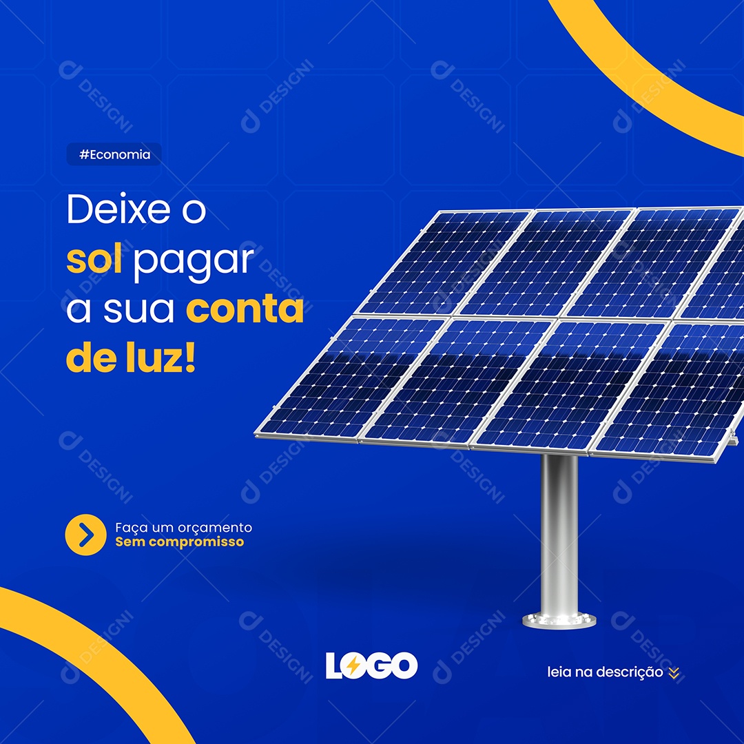 Deixe o Sol Pagar a sua Conta de Luz Energia Solar Social Media PSD Editável