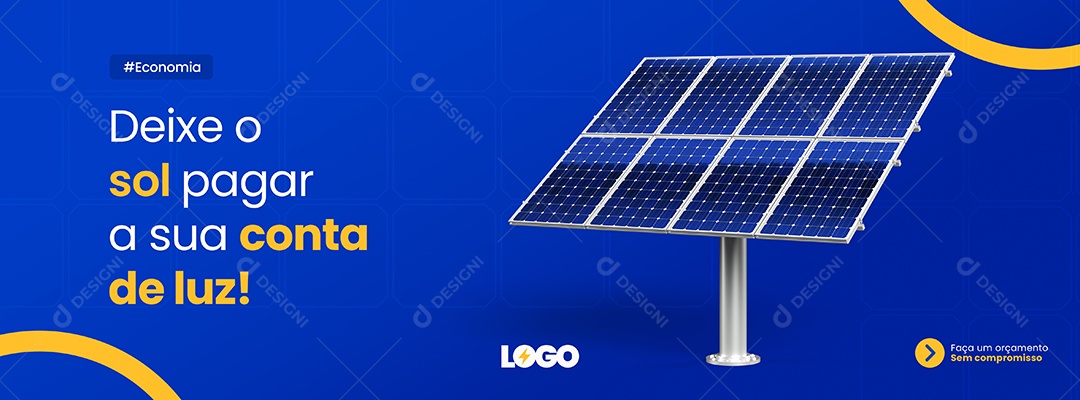 Banner Deixe o Sol Pagar a sua Conta de Luz Energia Solar Social Media PSD Editável