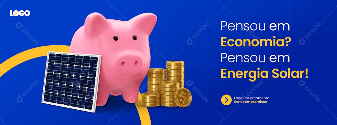 Banner Pensou em Economia Pensou em Energia Solar Social Media PSD Editável