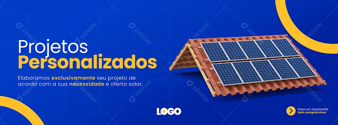 Banner Projetos Personalizados Energia Solar Social Media PSD Editável