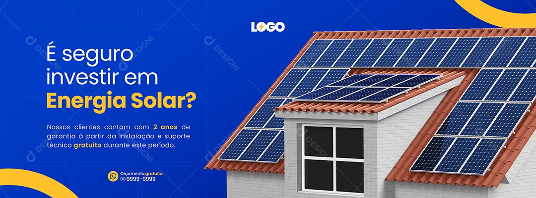 Banner É Seguro Investir em Energia Solar Social Media PSD Editável