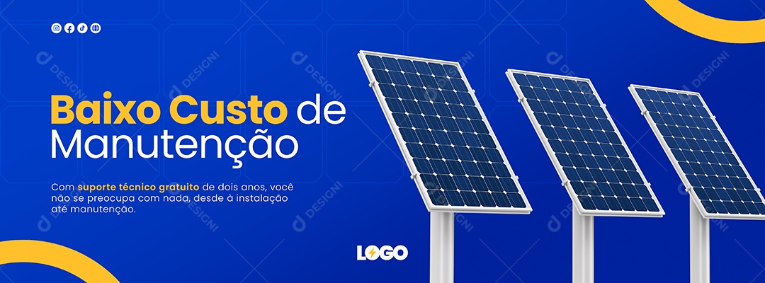 Banner Baixo Custo de Manutenção Energia Solar Social Media PSD Editável