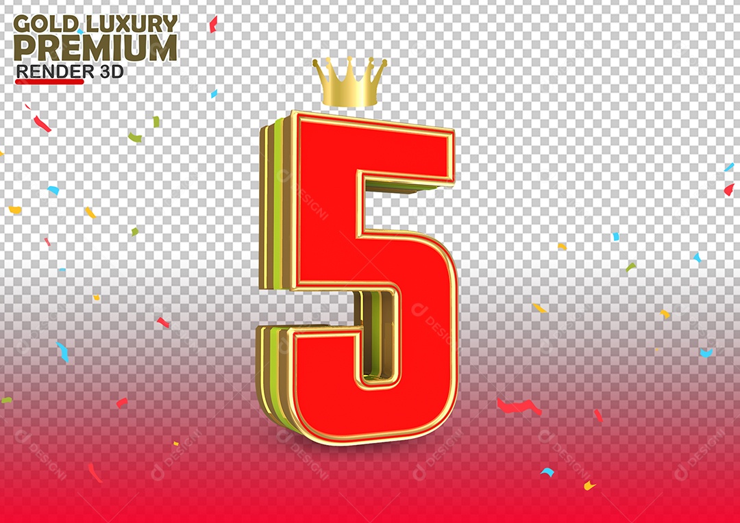 Número 3D Para Composição Vermelho 5 PSD