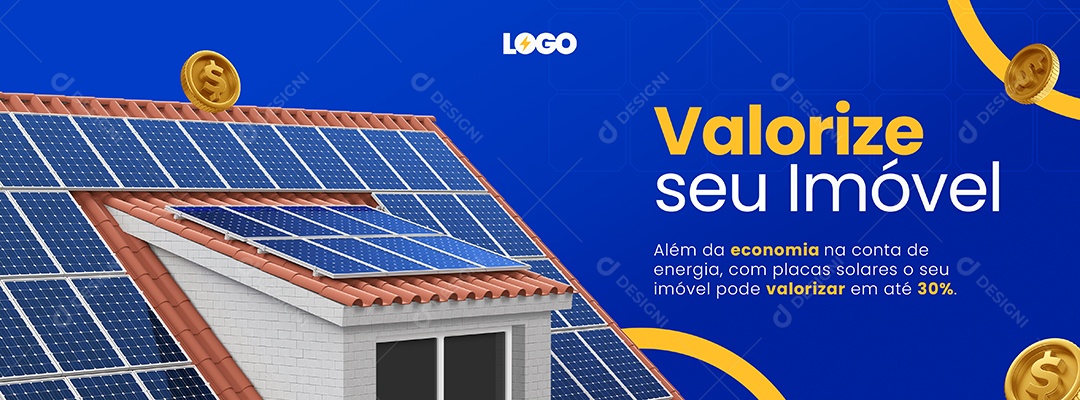 Banner Valorize seu Imóvel Energia Solar Social Media PSD Editável