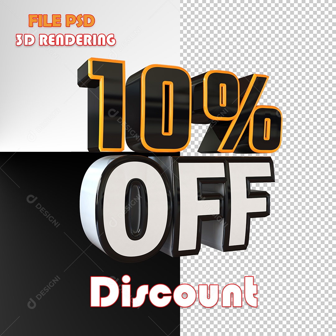 Selo 3D Para Composição 10% Off Desconto PSD