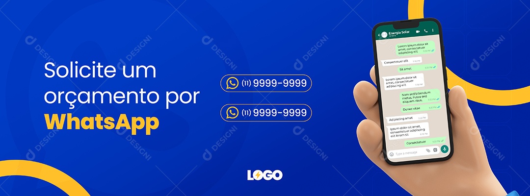 Banner Solicite um Orçamento por Whatsapp Energia Solar Social Media PSD Editável