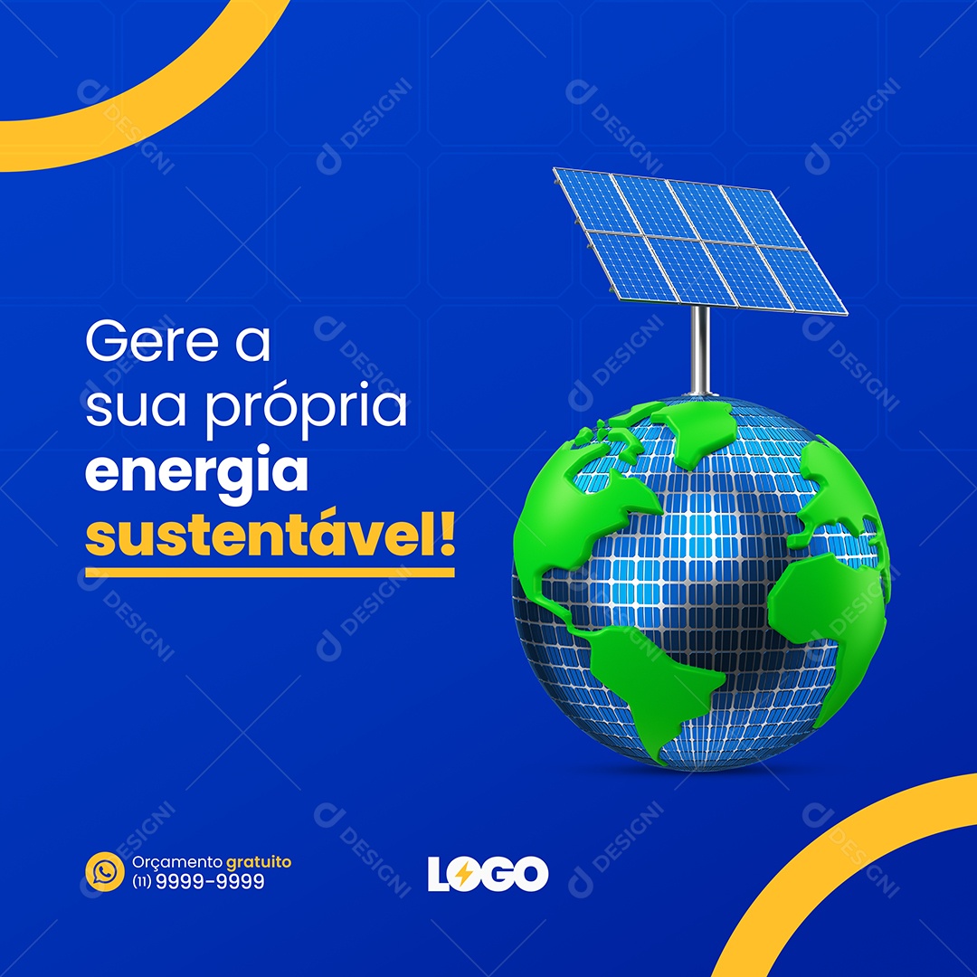 Gere a Sua Própria Energia Sustentável Energia Solar Social Media PSD Editável