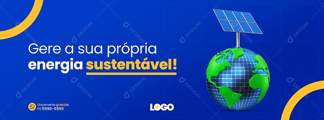 Banner Gere a Sua Própria Energia Sustentável Energia Solar Social Media PSD Editável