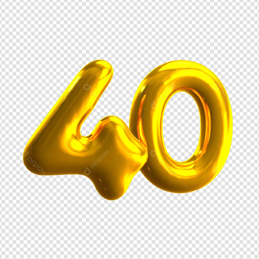 Golden Number 40 3D Element For Composition PSD