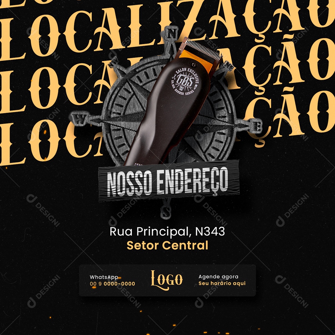 Localização Nosso Endereço Barbearia Social Media PSD Editável