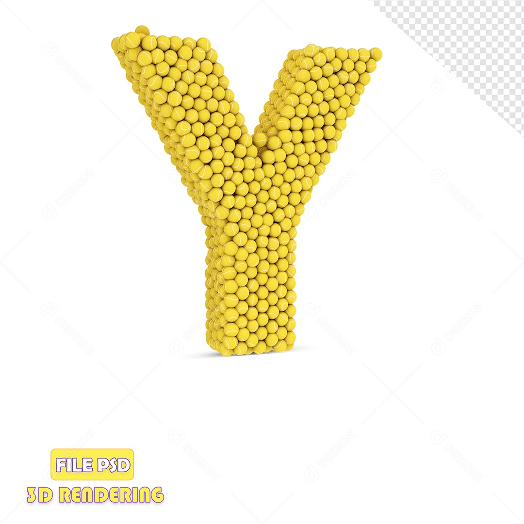 Letra 3D Para Composição Y Com Textura de Bolas de Tênis PSD