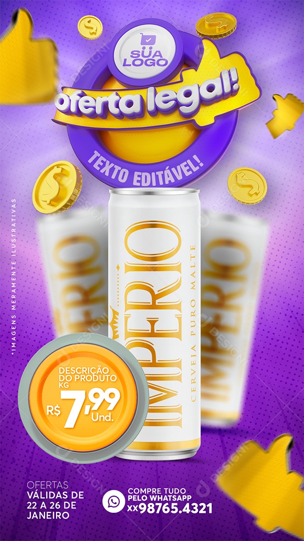 Post Supermercado Oferta Legal Cerveja Império Social Media PSD Editável