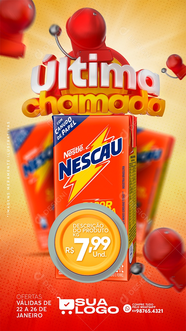 Post Supermercado Economia de Verdade Nescau Social Media PSD Editável