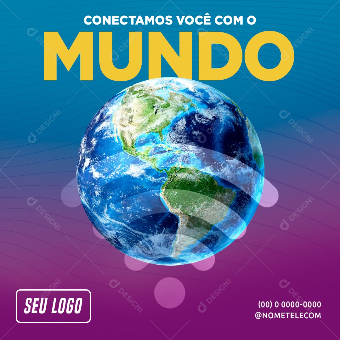 Conectados Com o Mundo Venha Conferir Social Media PSD Editável