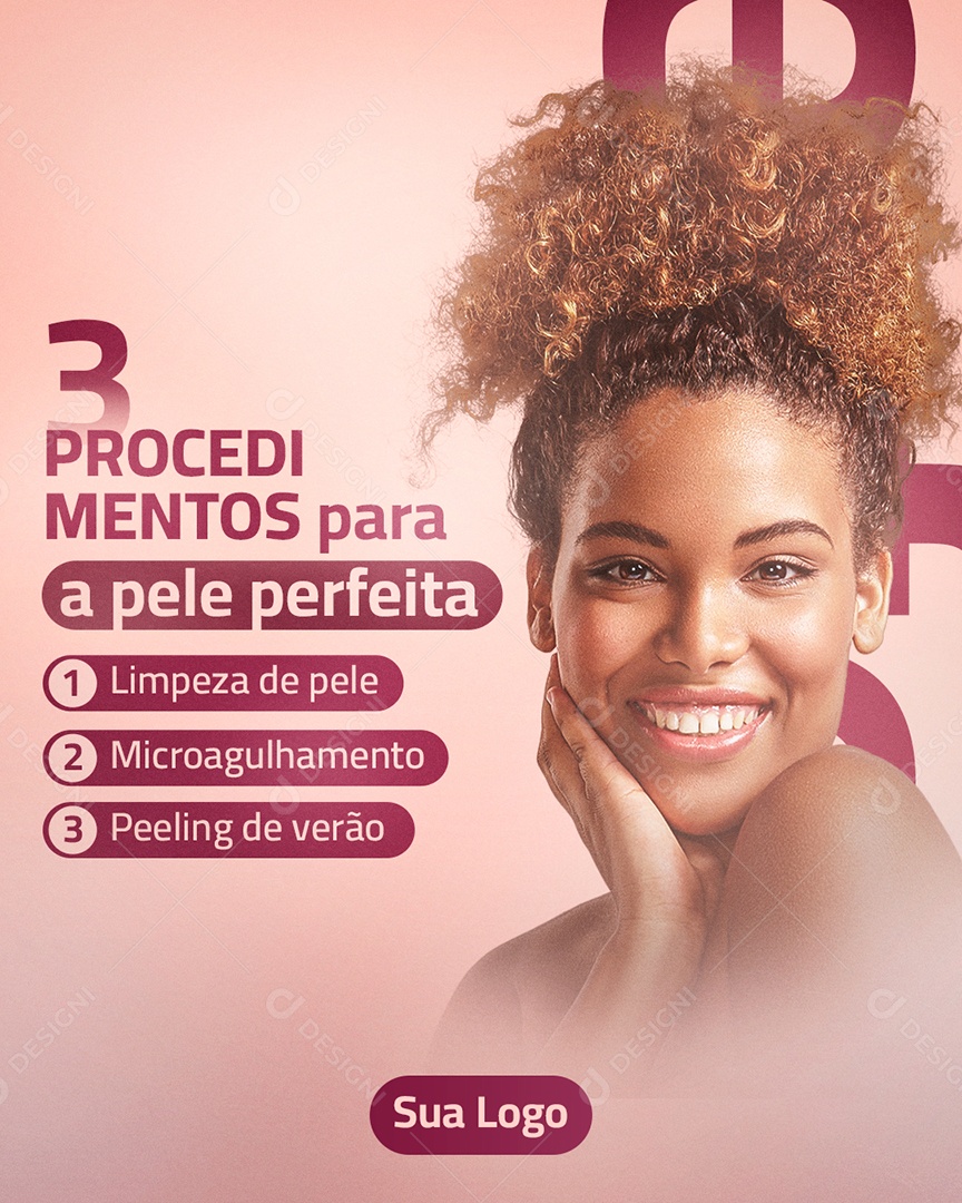 Post Estética 3 Procedimentos Para A Pele Perfeita Social Media PSD Editável