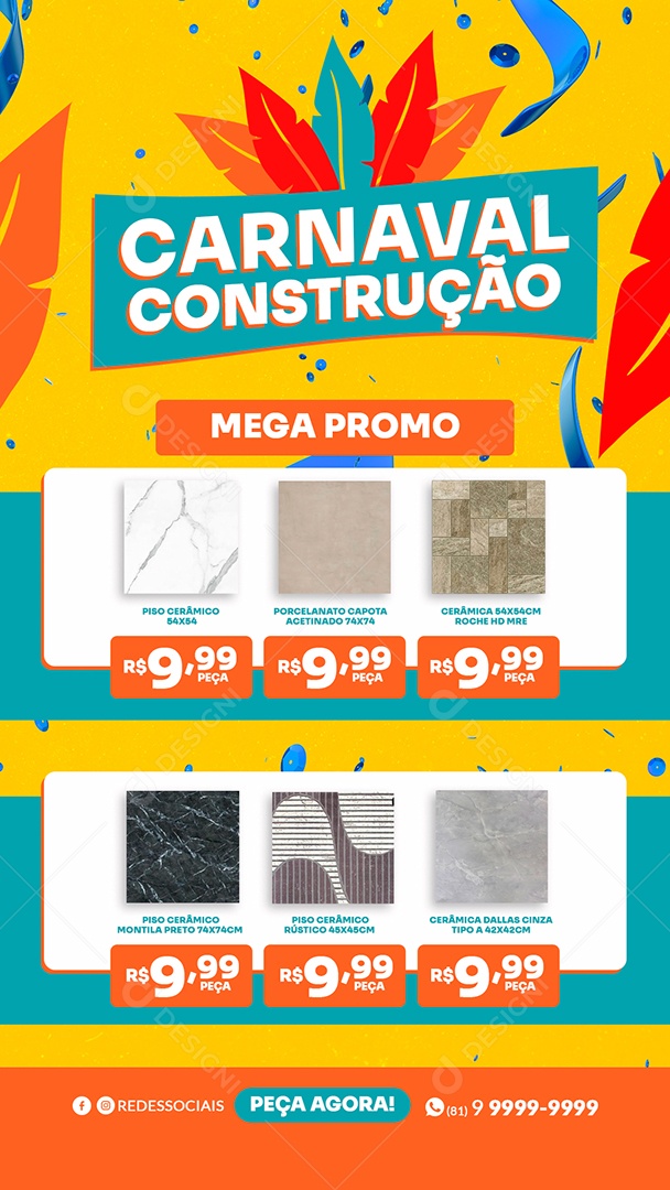 Story Encarte Carnaval Construção Mega Promo Social Media PSD Editável